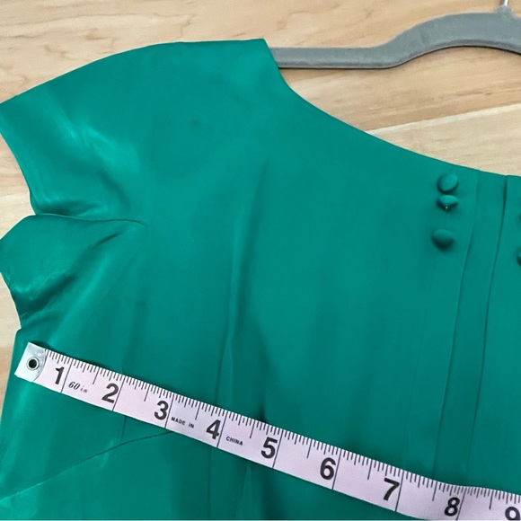 Vintage Emerald Satin dress XS Candy Jones California 50’s/60’s - Picture 5 of 11